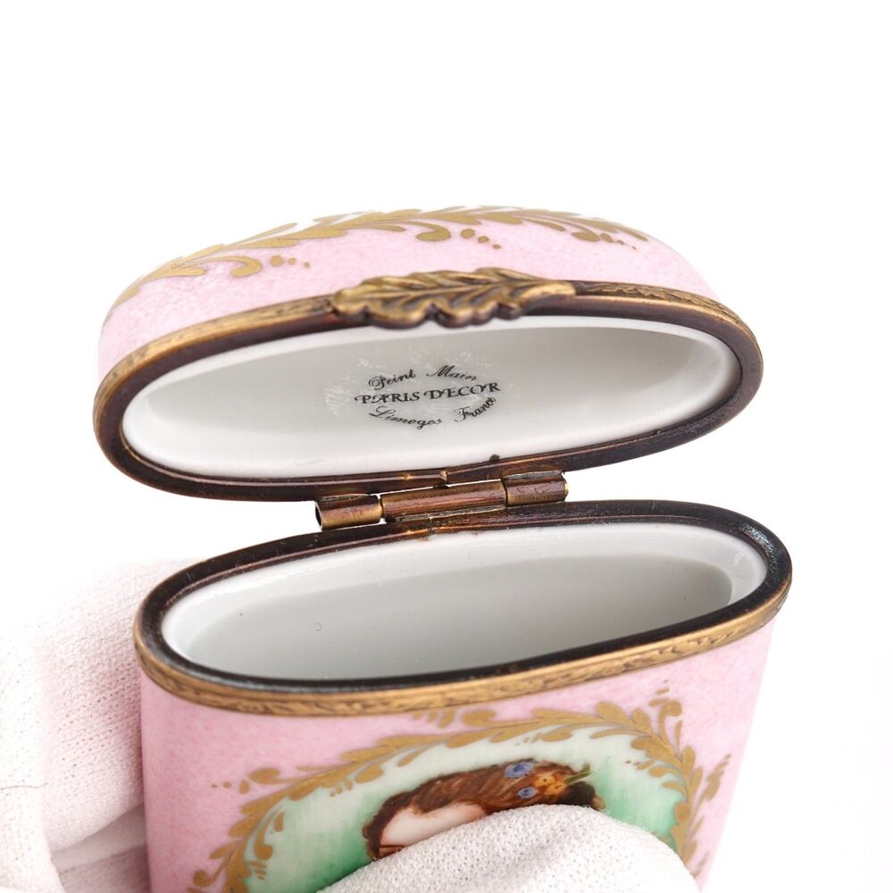 Limoges France Peint Main Lady Portrait Artist Signed Trinket Box RARE - Picture 4 of 16